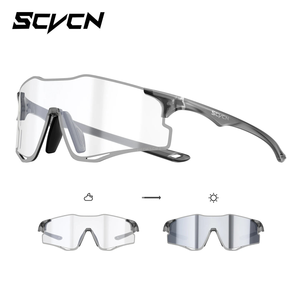 SCVCN Outdoor Photochromic Running Sunglasses Men Women Marathon Ultralight Glasses Sports Cycling Bicycle UV400 Hiking Eyewear
