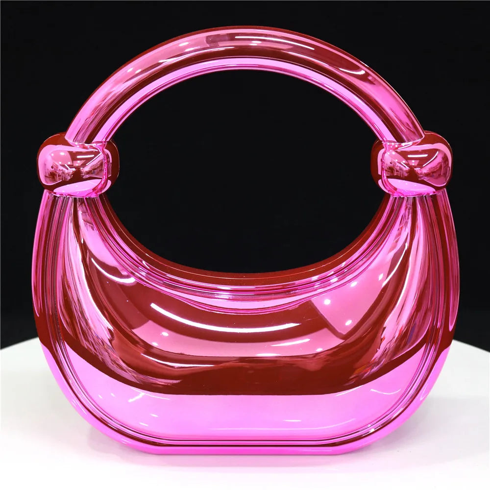Luxury Designer Evening Clutch Acrylic Women Handbags Fashion Shoulder Bag Half Moon Wedding Purses Party Tote Ladies