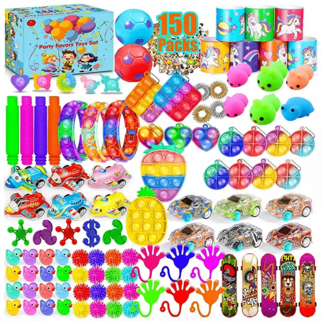 Boxed 206 Pcs Party Favors Set for Birthday Wedding Children's Day Carnival Celebration Christmas Party Favors Classroom Prizes