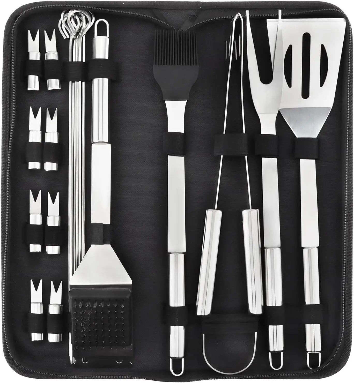LMETJMA BBQ Grill Accessories Set Stainless Steel BBQ Utensil Kit with Case Portable Practical Grill Tools Utensils Kit