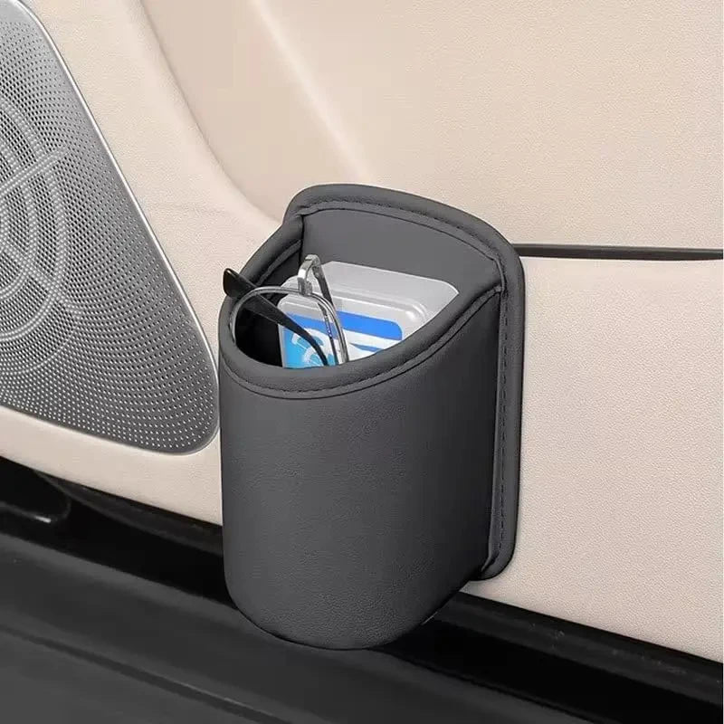 Punch-Free Car Door Side Storage Box Waterproof Leather Mini Storage Holder