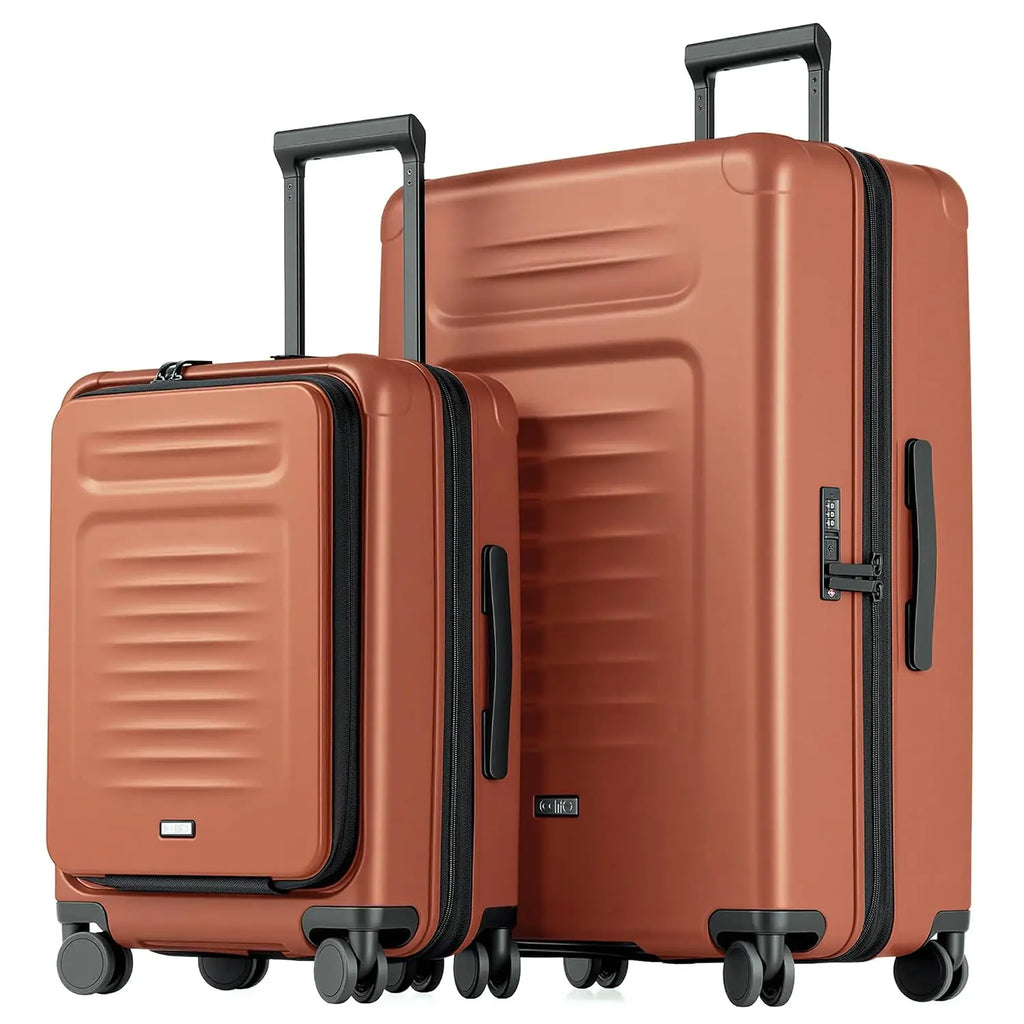 2 Piece Expandable Hardside Luggage Set Carry On & Large Checked Suitcase Spinner Wheels Travel Bags, Customized