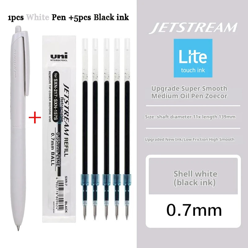 Uni Permanent Ballpoint Pen Jet Stream Anti-slip Cloudy Recycled Eco Shell Friction Super Smooth Ink Oil Pens Portable Supplies