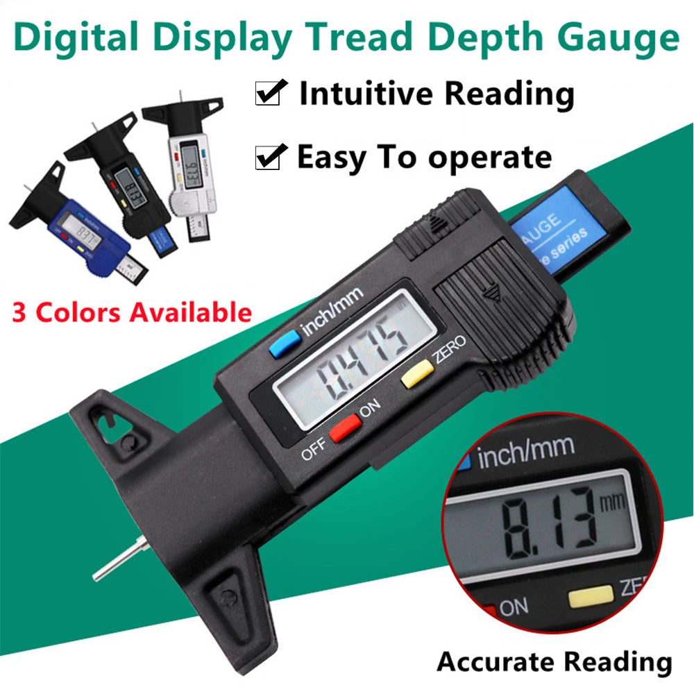 Digital Depth Gauge Caliper Tread Depth Gauge LCD Tire Tread Gauge For Car Tire 0-25mm Measurer Tool Caliper Repair Depth Tools