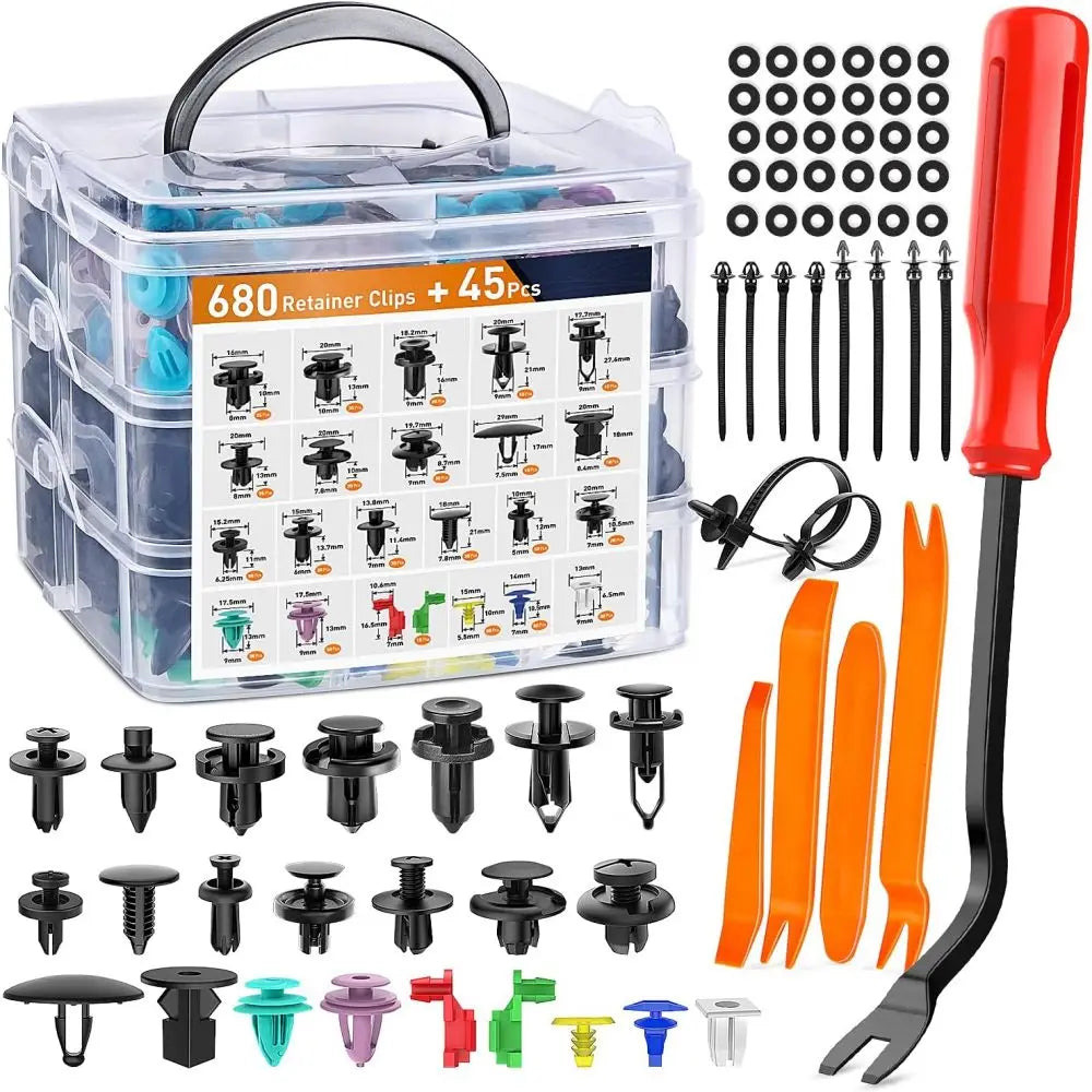 Car Plastic Fastener Clips Kit Car Trim Plastic Rivets Push Retainer Clips With Door Trim Panel Tools Set