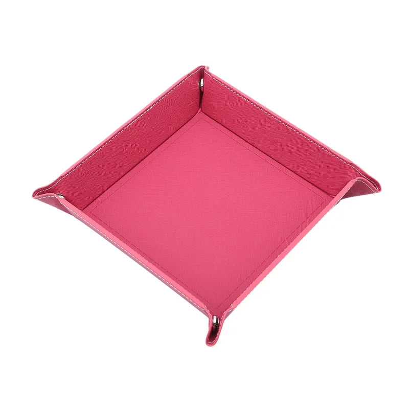 Rolling Folding Hexagon Dice Game Storage Tray PU Leather&Velvet Mat Holder Double Sided Thick Office Supplies Storage Tools