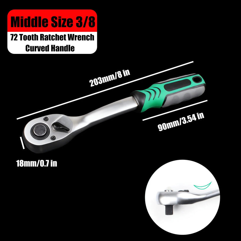 1pc 72 Tooth Quick Ratchet Wrench 1/2 1/4 3/8 3 Size Flying Wrenches Two-way Socket Wrench Repair Tools for for Vehicle Bicycle
