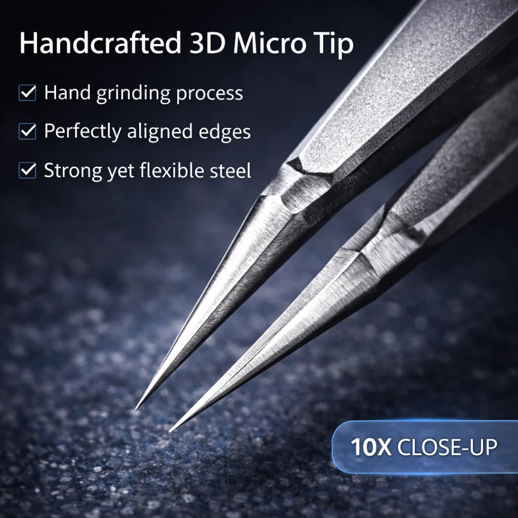 SATZOZZ S-05U Ultra Fine Precision Tweezers for Phone PCB Repair 304 Stainless Steel Non-Magnetic Anti-Static