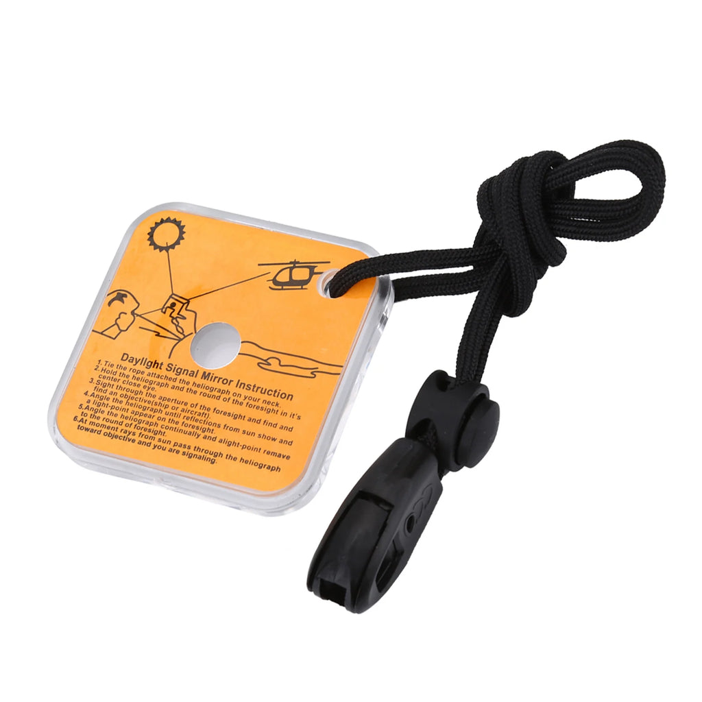 Outdoor Survival Emergency Signal Mirror Acrylic High Reflective Aim Indicator with Lanyard Rescue Reflector Tool for Camping