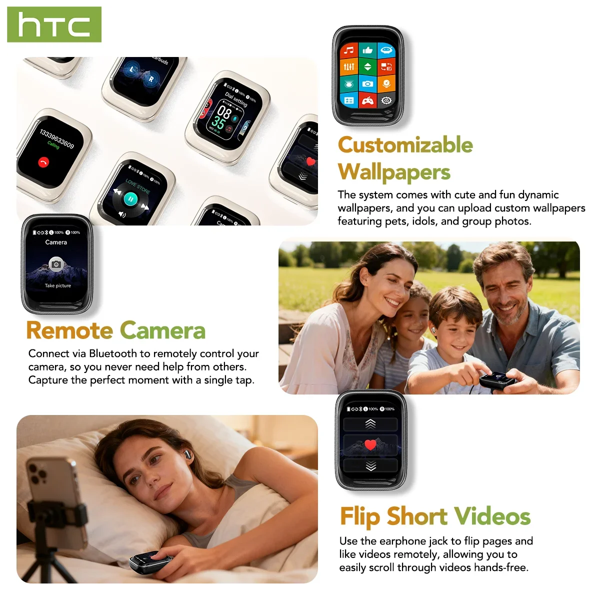 [HTC NE48]Side-Sliding Flip Bluetooth Earphones AI Translation Earbuds HD Touchscreen TWS in-Ear Wireless Headphones