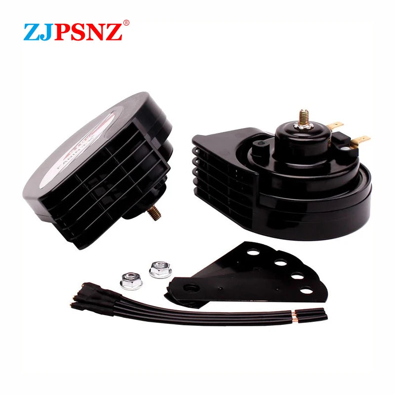 12V Compact Waterproof Car Horn Super Loud Dual Tone Electric Snail Horn Kit For Auto Motorcycle Truck Boat Vehicles Universal