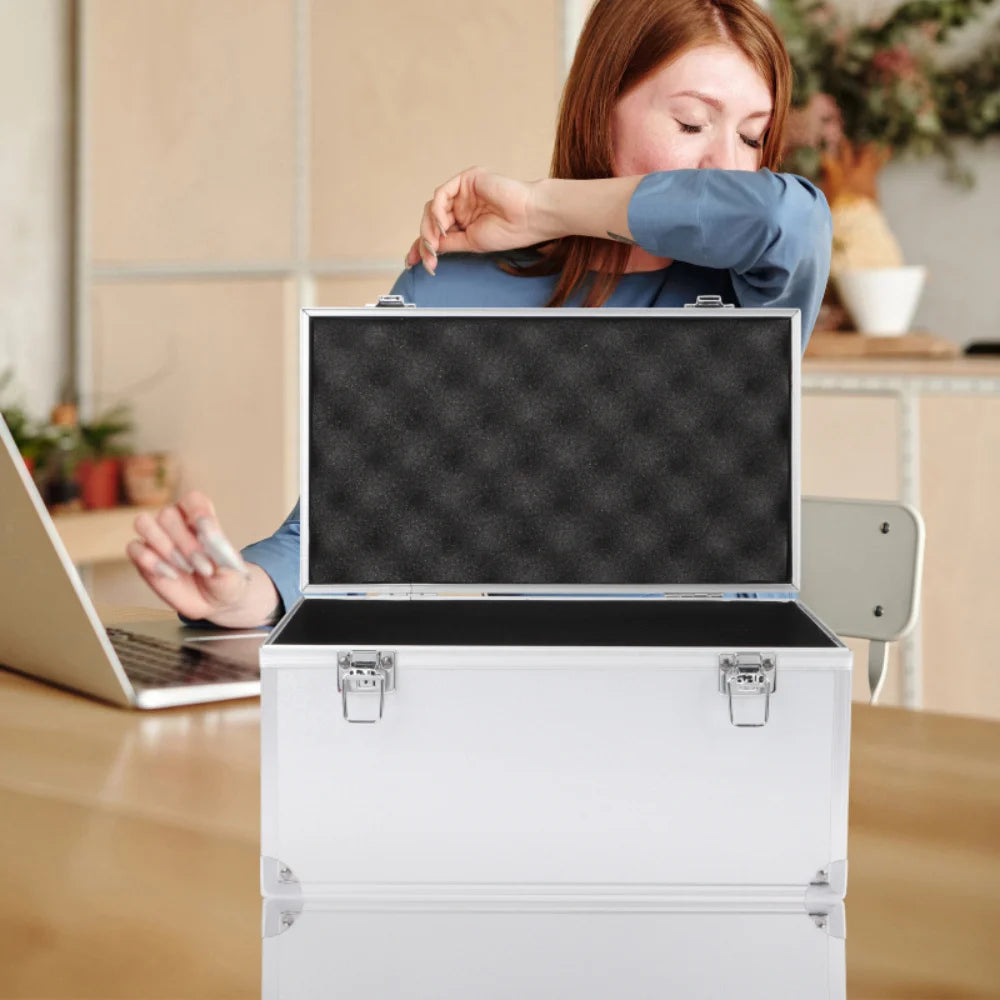 Aluminum Tool Case Multi-Purpose Hard Metal Storage Box for Garage Organization & Toy Storage, Portable Protective Carrying Case