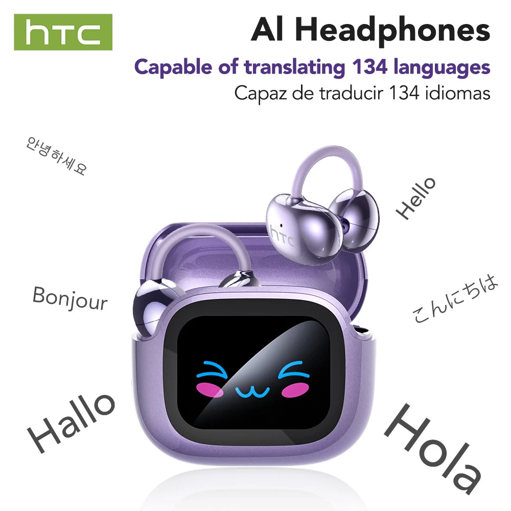 Auriculares Bluetooth HTC NE32 2026 AI Real-Time Language Translator TWS Earbuds Bluetooth 6.0 HiFi Sound IPX5 Choice