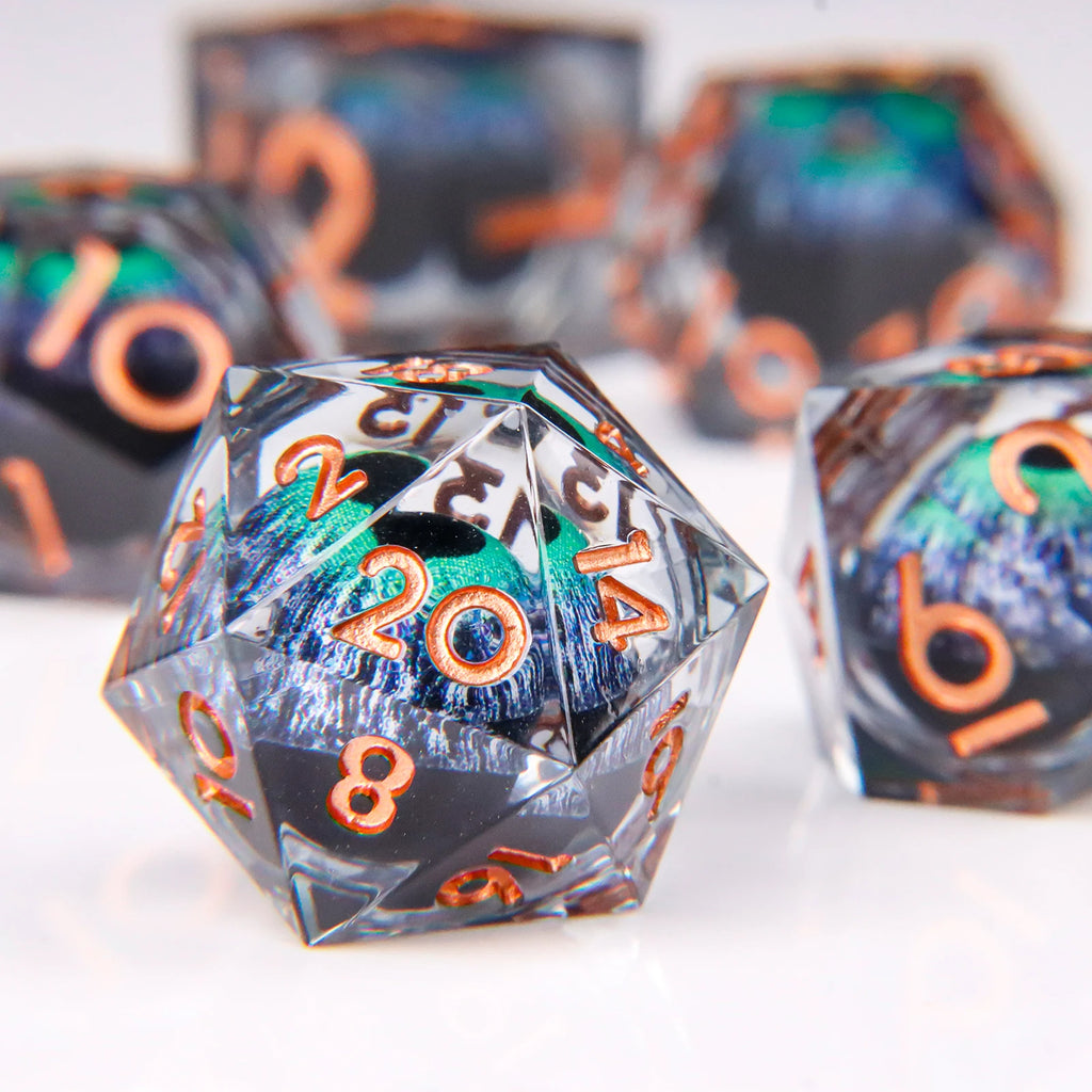 DND Dragon Eye Dice Liquid Core Dice Set Resin Sharp Edged Dice For Dungeons and Dragons Polyhedral D&D Dice Handmade D and D