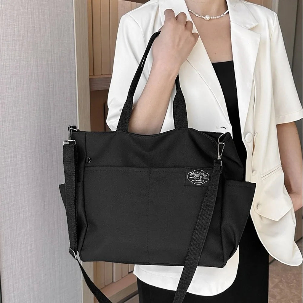 Fashion Women's Shoulder Bag Canvas Large Capacity Crossbody Handbag Multi Pocket Zipper Mommy Bags for Female
