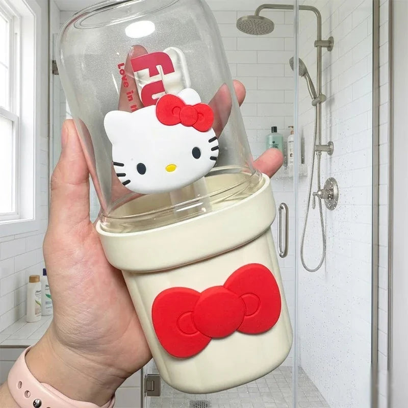 Sanrio Hello Kitty Travel Toothbrush Cup Hygienic Compact Toothbrush Doll Box Luxurious Business Travel Essential Toothbrush Cup