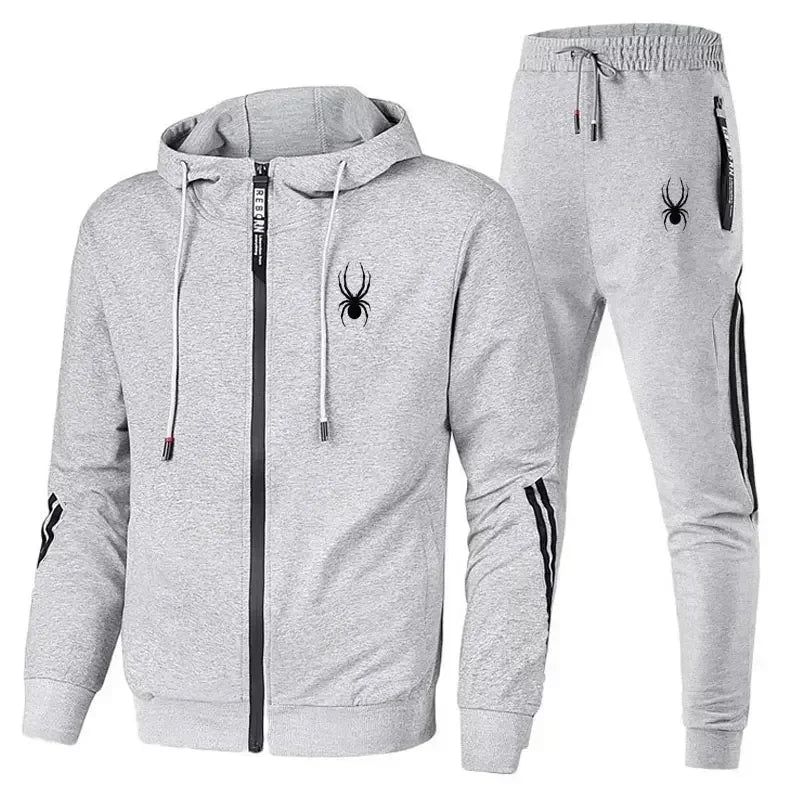 Spring /Autumn Running Breathable and Fashionable Fitness Set for Men a Two-piece Casual Zipper Jacket and Sport Pants Outerwear