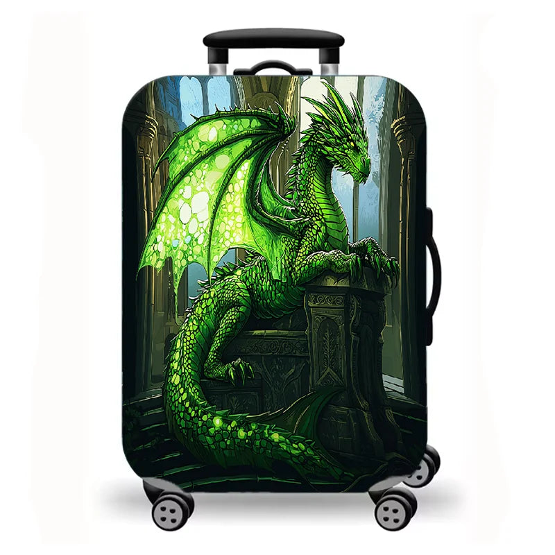 Luggage Cover, Fantasy Dragon Mythical Creature Print Stretch Suitcase Protector, Washable Anti-Scratch Travel Baggage Cover