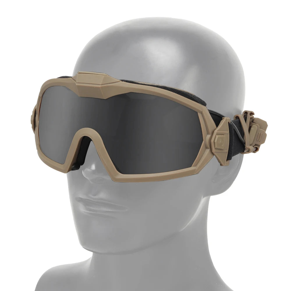 Tactical Anti-fog Goggles Ski Airsoft CS Protective Glasses Transparent Black 2 Lens Motocross Dustproof Goggles with Micro Fan