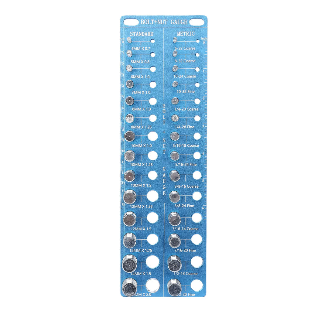 Thread Checker Nut and Bolt Measuring Tool with 28 Standard Metric Sizes High Strength Aluminum Alloy for Mechanics Carpenters