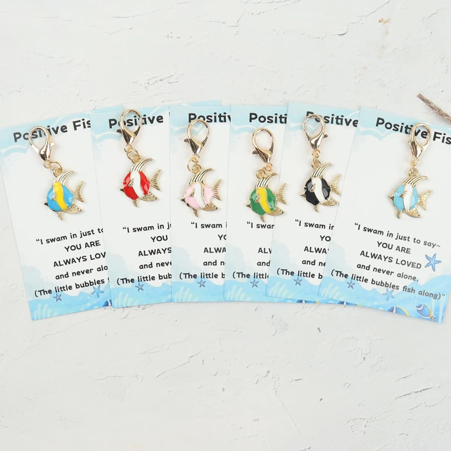 6 Pieces/12 Pieces Cartoon Fish Keychains, with Positive Fish-Themed Cards, Backpack and Key Charm Decorations, Perfect Birthday Gifts for Family and Friends, Universal Holiday Gifts, Fish Decoration Companion Gifts.