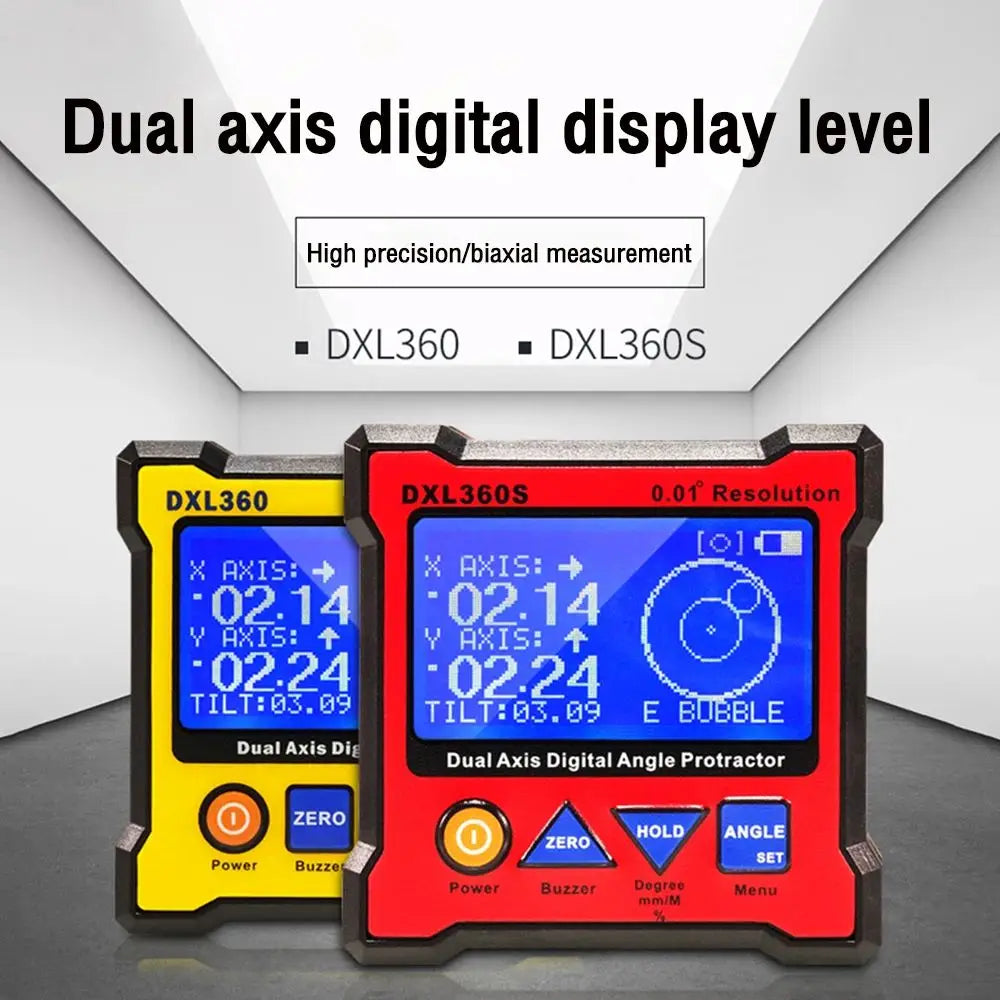 Professional Tools Dual-axis Inclinometer Digital Display Level Gauge Angle Finder Protractor Tool Angle Meter Level Box DXL360S