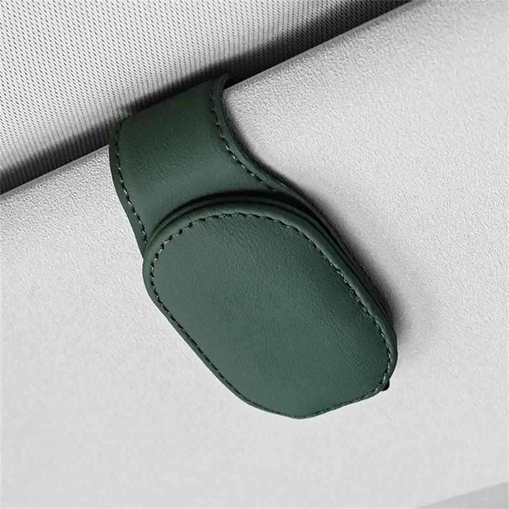 Magnetic Leather Eyeglass Clip Auto Sun Visor Glasses Storage Sunglasses Card Ticket Holder Stand Car Interior Accessories