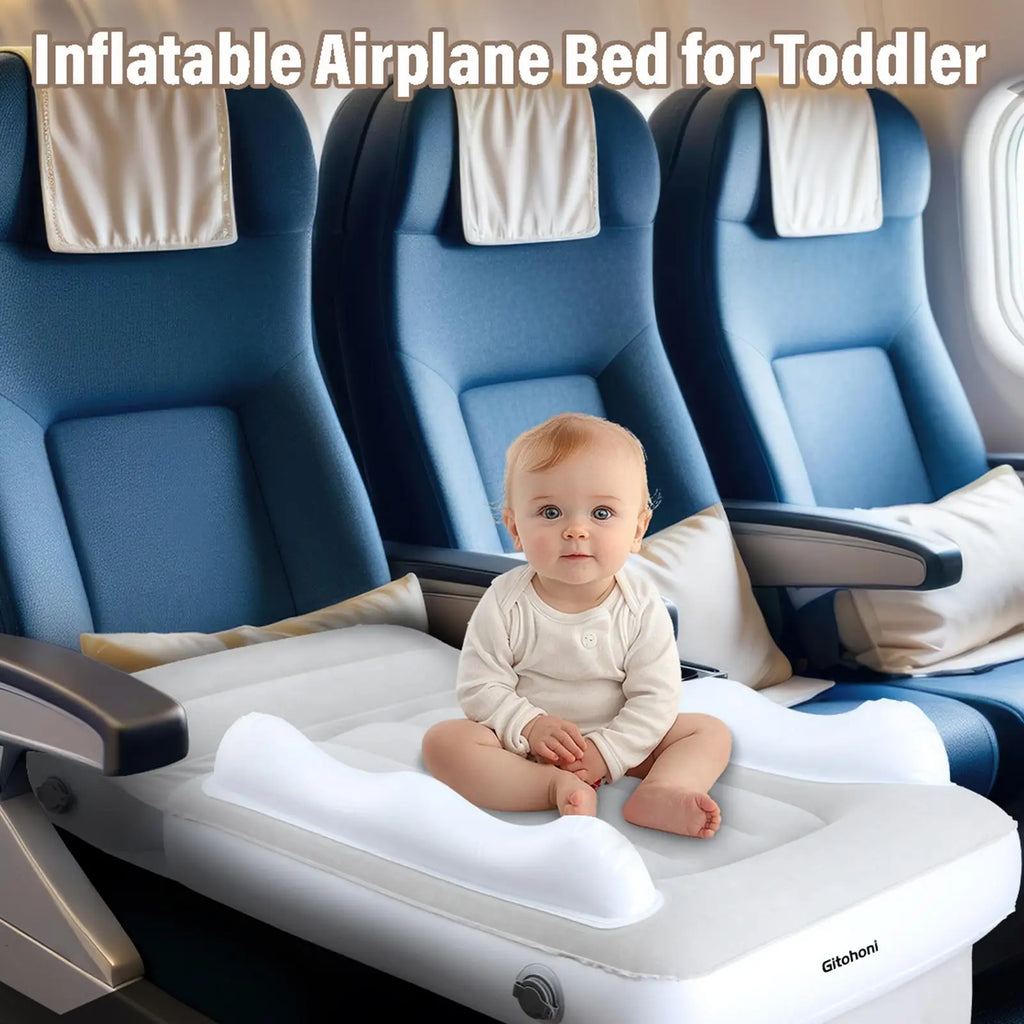 Inflatable Airplane Bed Blowup Bed Plane Bed with Belt Travel Air Bed Baby Air Mattress for Travel Camping Train Picnic Car Trip