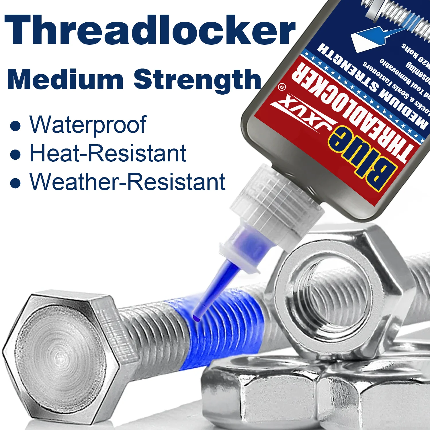 50ml Thread Locker High Temperature Medium Strength Anti-Loosening Thread Blue Screw Glue Quickly Cured Epoxy Thread Locking Agent Anaerobic Adhesive  Corrosion-Resistant Automotive Grade.