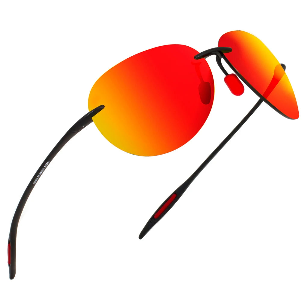 MAXJULI Men sunglasses Classic UV400 Fashion Driving Sports Unbreakable Rimless Oval Male Women's TR90 Frame Sun Eyewear 8008