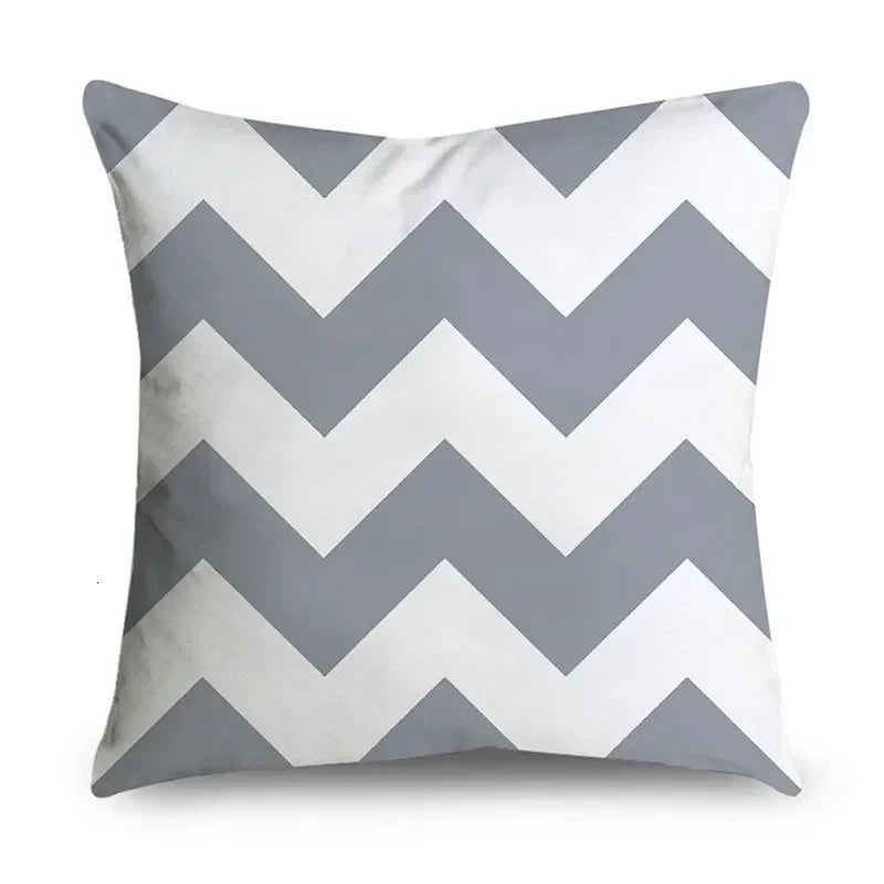 Gray Striped Geometric Double-sided Printed pillow cover Short plush Suitable living rooms bedrooms sofas throw cushion cover