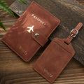 Custom Hot Stamping Name Passport Holder & Luggage Tag Customized Golden Monogram Name Textured Synthetic Leather Passport Cover