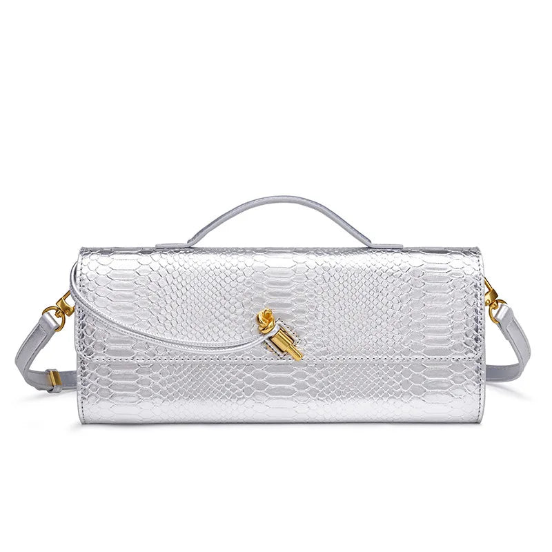 Women Luxury Design Top Handle Bag Evening Clutch Handbag Vintage Texture Crossbody Shoulder Long Purse For Lady Dinner Party