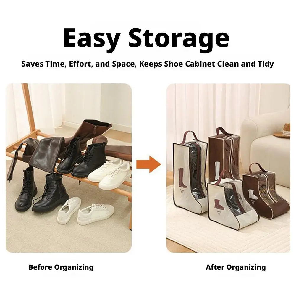 Portable Boots Organizer Bag, Waterproof Dustproof Shoe Storage for Home and Travel, Foldable Non-Woven Cover for All Boots