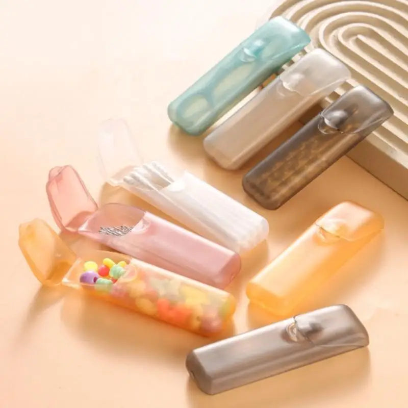 * New Sale Mini Storage Box Travel Portable Transparent Toothpick Cotton Swab Box For Outdoor Travel Kitchen Restaurant Supplies
