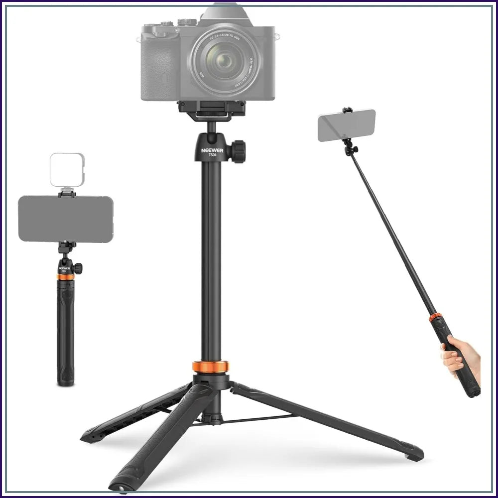 59" Selfie Stick Tripod for Phone & Camera, Portable Aluminum Travel Tripod for Video Recording, TS04