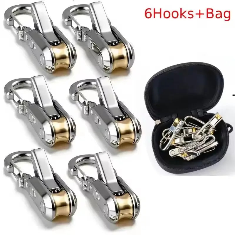 Roller Hook Rope Tensioning Tool with Roller Hook & Safety Buckle, Fits 4-6mm Diameter Rope, Camping Tent Ropes Securing Tool