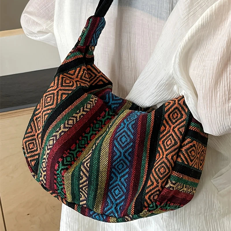 Crossbody Bags Tribal Style Shoulder Bag, Foldable Crossbody Striped Pattern, Flag Theme Hand Washable Edge Painted Lining 2026