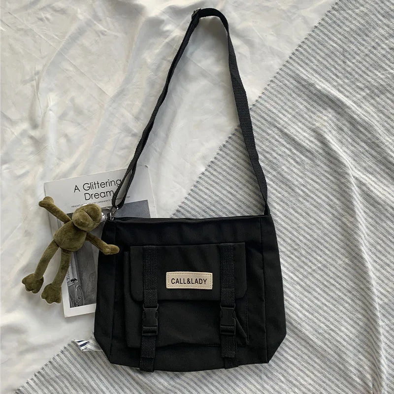 Waterproof Canvas Diagonal Cross Bag Youth Fashion Version Ladies Large Capacity Shoulder Bag Solid Color Women Messenger Bags