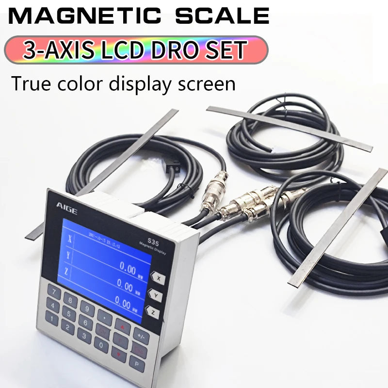 3 Axis LCD DRO Magnetic Linear Displacement Scale Sensor for CNC Machine Tooling Metal Digital Display Measuring Device