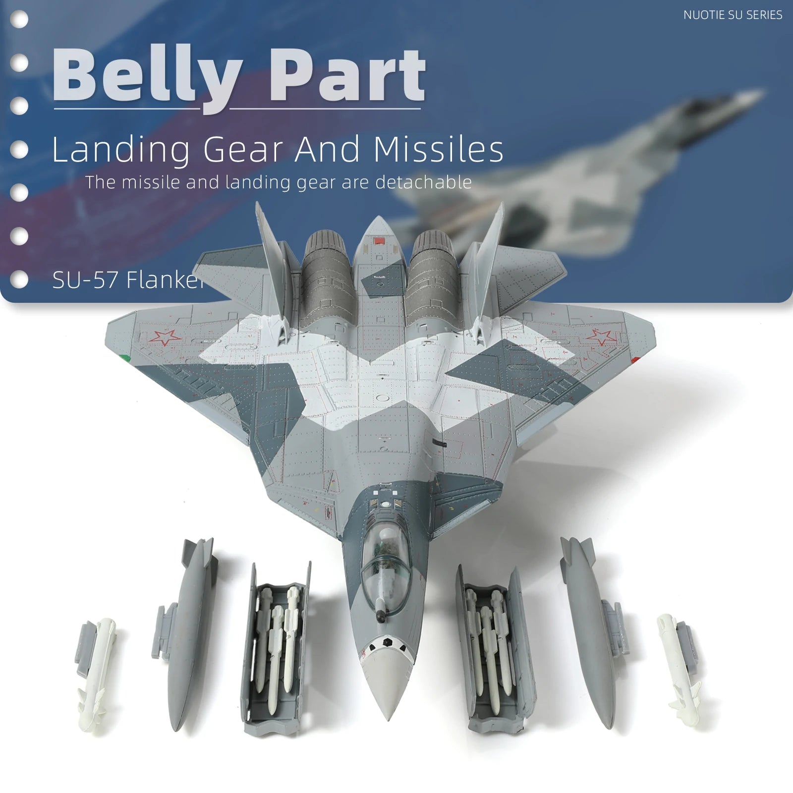 Su-57 Snow Split Version Fighter Model 1:100 Die-Cast Metal Military Aircraft Collection Gift