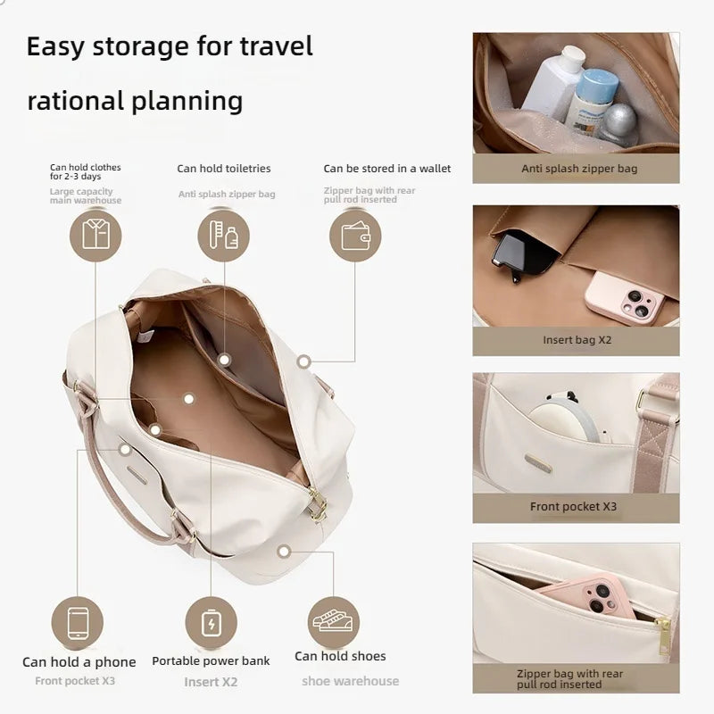 GOLF QUALITY  Women's Large Capacity Waterproof Travel Bag Business Trip Luggage Bag Multi-Compartment