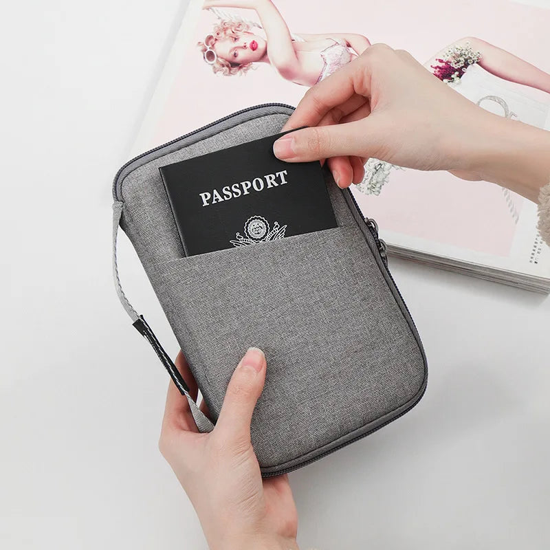 Travel Accessories Travel Wallet OX Cloth Ticket Holder Family Passport Holder Passport Protective Cover Zipper Document Case