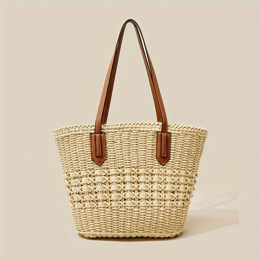 Braided Straw Tote Bag Large Capacity, Vacation Ready, Daily Shopping Companion for Women Perfect for Beach, Casual Fashion