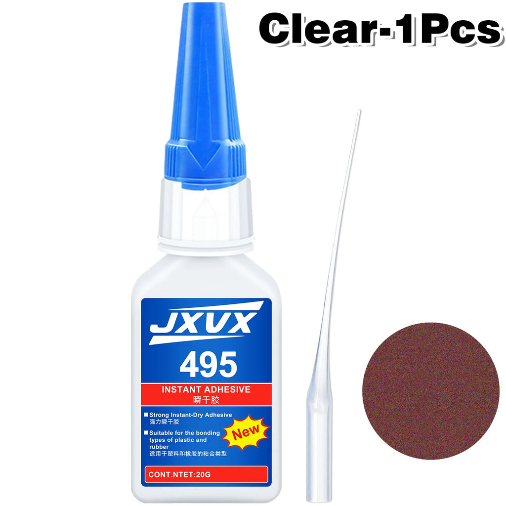 495 Super Strong Shoe Adhesive 20g(0.7oz), Fast-Drying Clear Cyanoacrylate Adhesive DIY Repairing Adhesive Universal Waterproof Shoe Sealers for Sneakers Boot Leather Fast Repair Glue With precision dispenser.