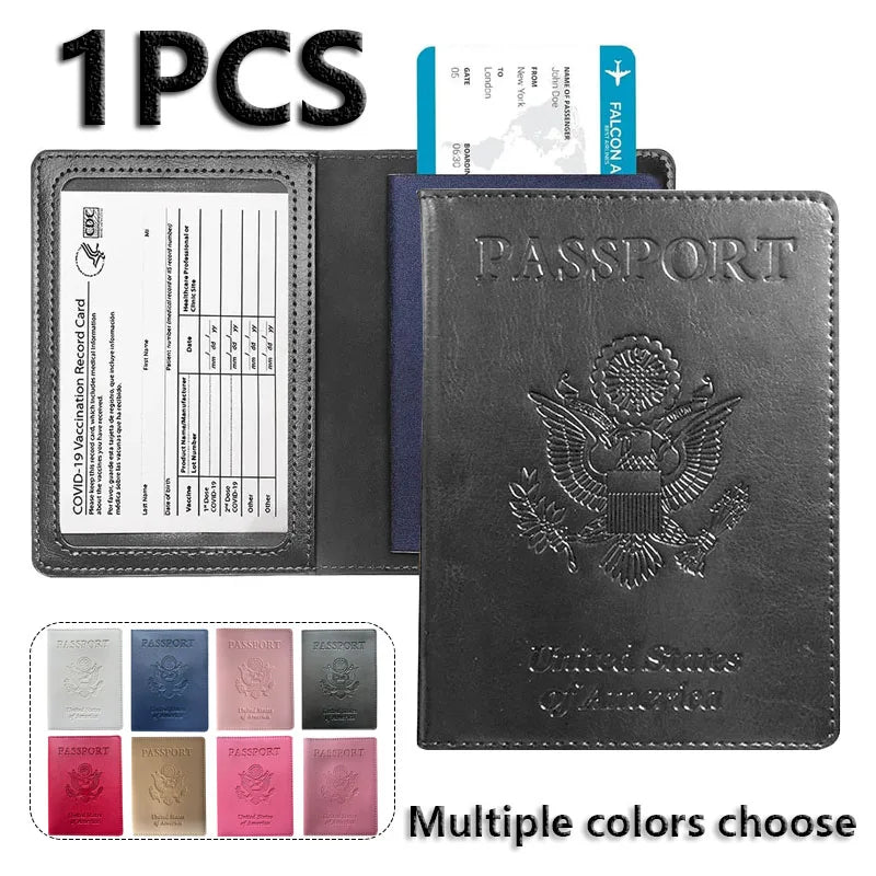 Leather Passport Holder Wallet RFID Blocking Card Case Travel Essentials International Travel Accessory