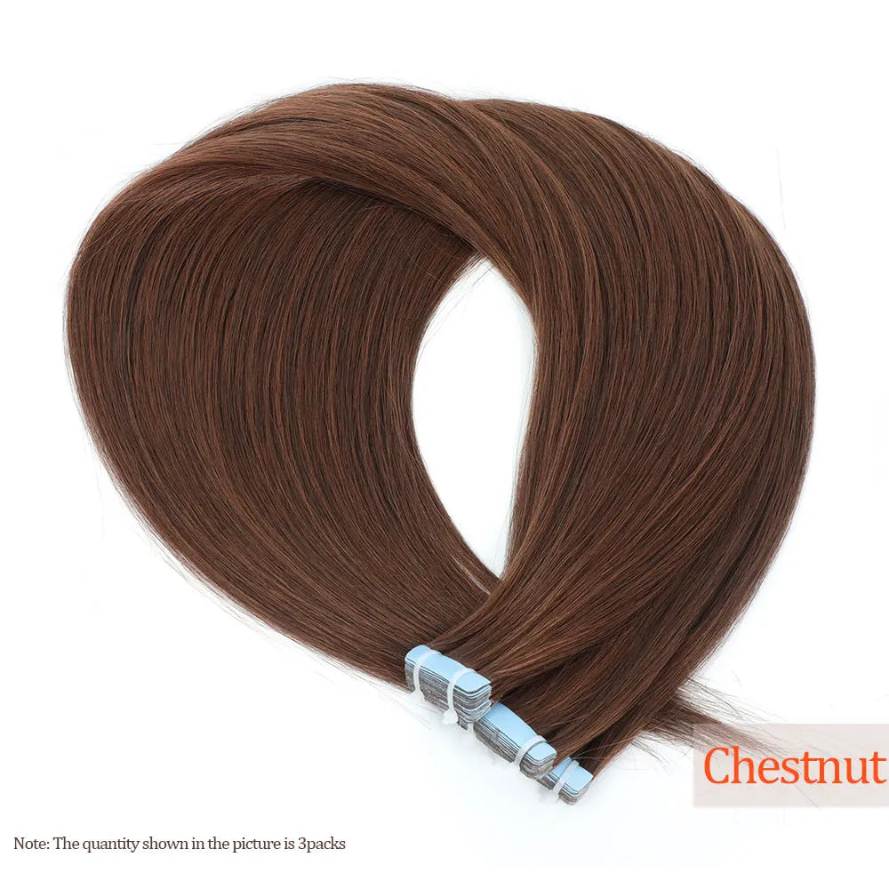 26" Straight Tape In Hair Extensions 20pcs 50 Grams Heat Resistant Fiber Colored Tape In Hair Double Sided Adhesives Hair