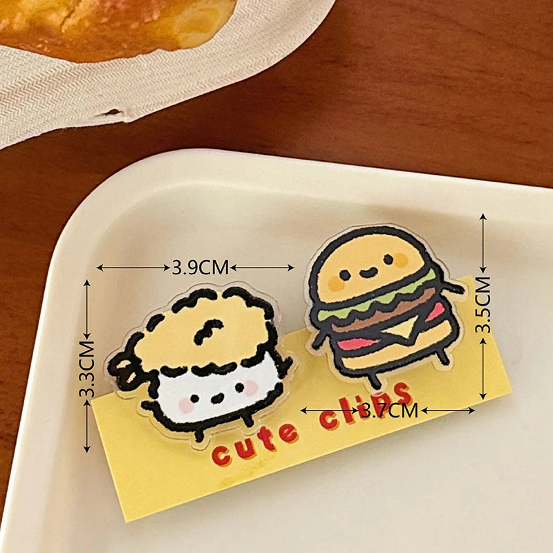 1Pair Cute INS Animated Fruit Sealing Clip Note Clip Cartoon Decoration Gift Acrylic Clip Office Accessories