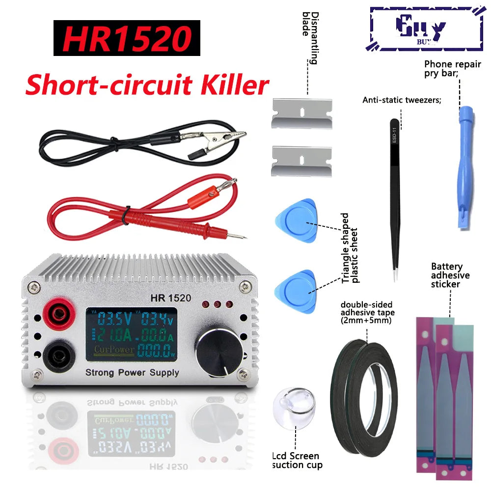 HR1520 Short Circuit Locator Short Killer 15V 20A Regulated DC Power Source Safe Burning Test Tool for Mainboard Leakage