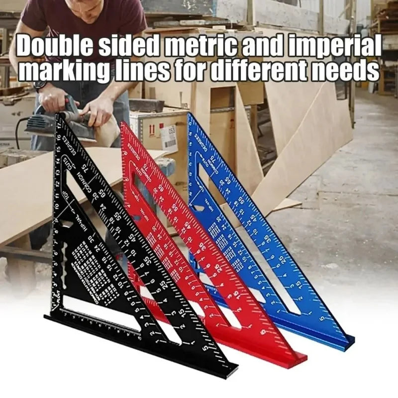 7Inch Triangle Ruler Measurement Tool Aluminium Alloy Carpenter Tool Metric Woodworking Tools Speed Try Square Triangular Metric